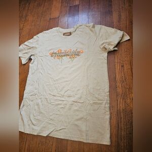 Tan Graphic T-Shirt with Floral Design
